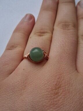 Hand Crafted Green Aventurine Ring with Copper Wire